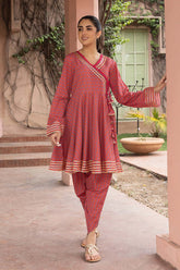 2-Pc Digital Printed Peplum Angrakha With Printed Tulip Trouser CWB23-03